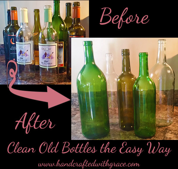 Cleaning Old Bottles the Easy Way by www.handcraftedwithgrace.com