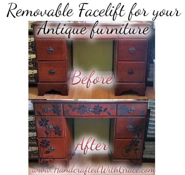 One Hour Removable Furniture Makeover by www.HandcraftedWithGrace.com