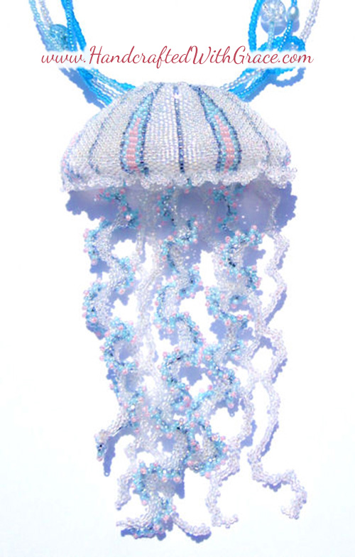 Beaded Jellyfish Necklace by Theresa Caroon www.handcraftedwithgrace.com