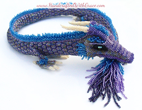 Jezebel the 3D Beaded Dragon Necklace by Theresa Caroon www.handcraftedwithgrace.com