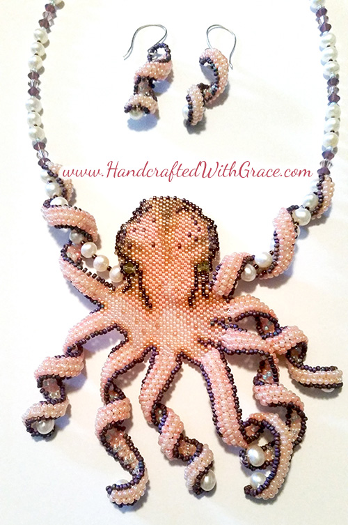 Beaded Octopus Necklace by Theresa Caroon www.handcraftedwithgrace.com