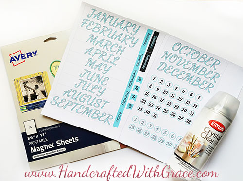 Free Magnetic Calendar Printable by HandcraftedWithGrace.com