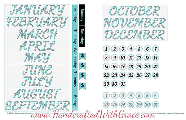 Free Magnetic Calendar Printable by HandcraftedWithGrace.com