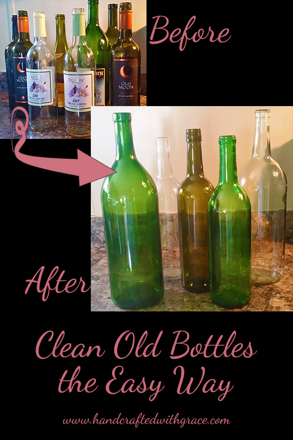 Cleaning Old Bottles the Easy Way by www.handcraftedwithgrace.com