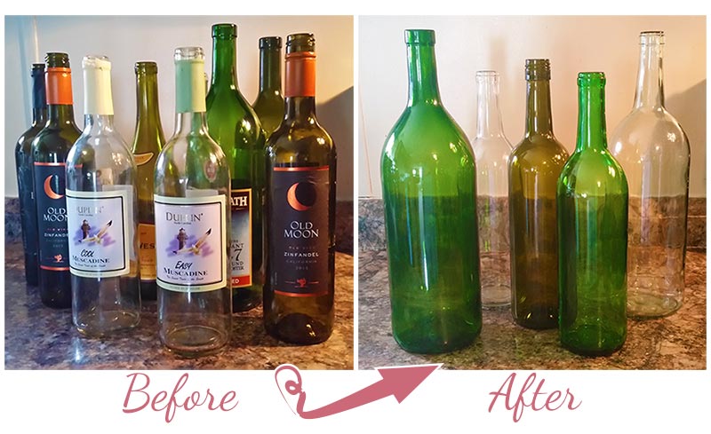 Cleaning Wine Bottles the Easy Way www.handcraftedwithgrace.com