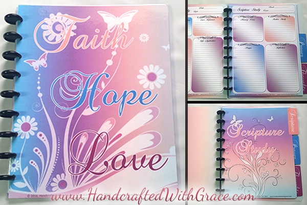 DIY Disc Bound Scripture Study and Prayer Journal with FREE 14 page PDF with Tabbed Dividers by www.HandcraftedWithGrace.com